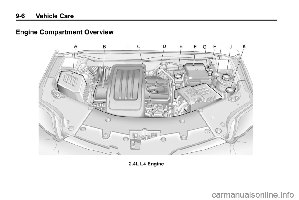 CHEVROLET EQUINOX 2010 2.G Owners Manual 9-6 Vehicle Care
Engine Compartment Overview
2.4L L4 Engine 