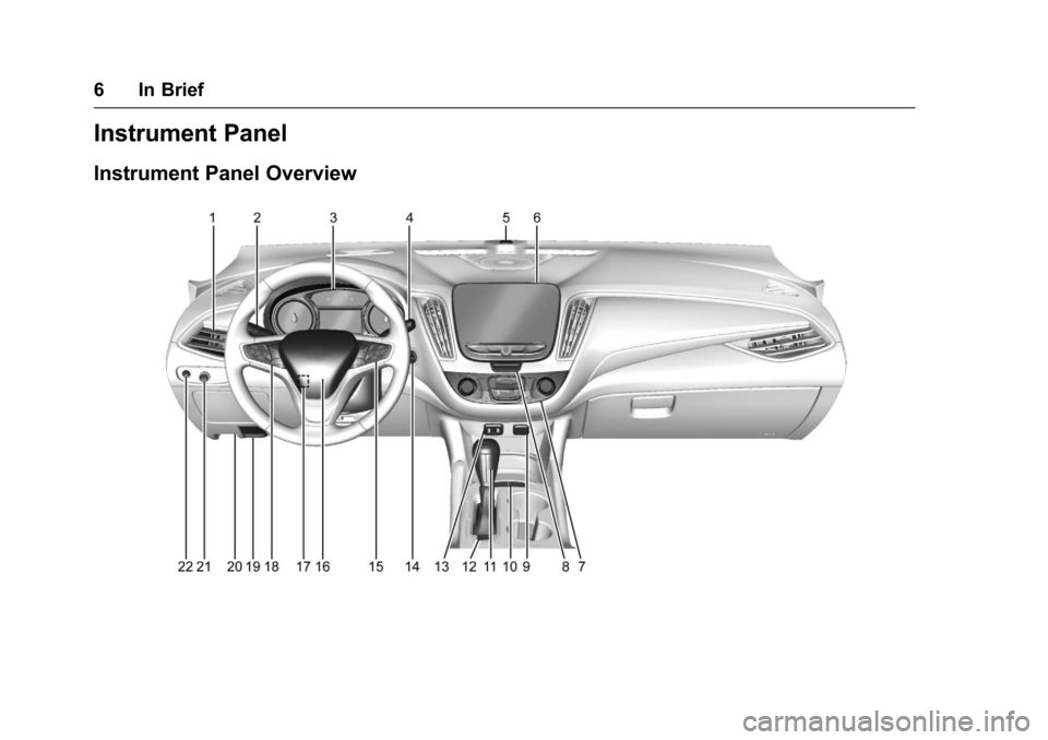 CHEVROLET MALIBU 2017 9.G Owners Manual Chevrolet Malibu Owner Manual (GMNA-Localizing-U.S./Canada/Mexico-10122664) - 2017 - crc - 6/1/16
6 In Brief
Instrument Panel
Instrument Panel Overview 