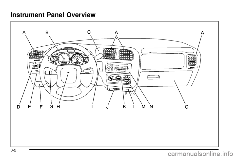 CHEVROLET S10 2003 2.G Owners Manual Instrument Panel Overview
3-2 