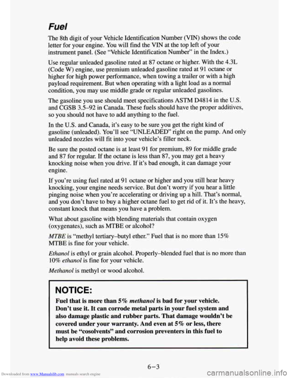 CHEVROLET S10 1994 2.G Owners Manual Downloaded from www.Manualslib.com manuals search engine 6-3   