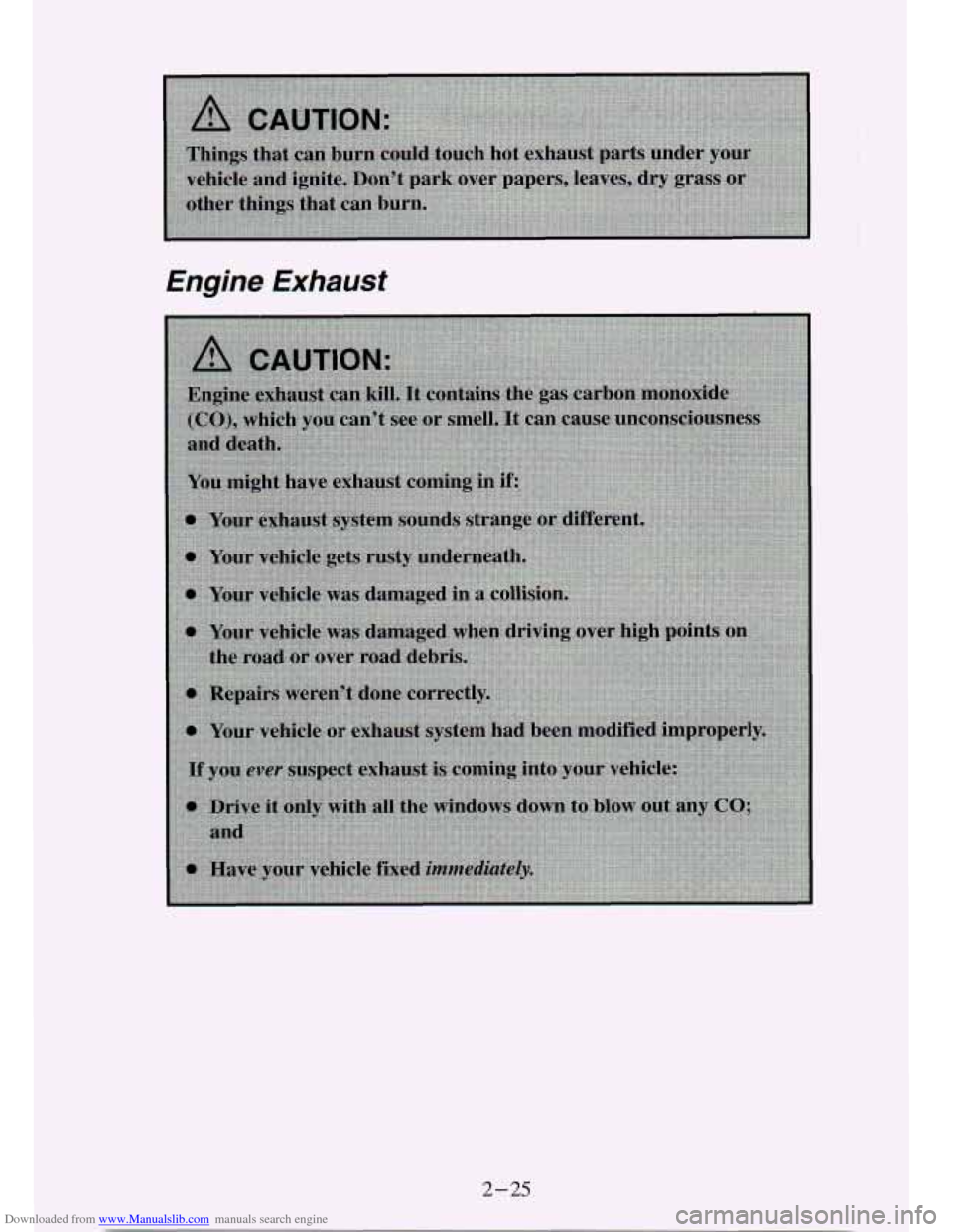 CHEVROLET S10 1994 2.G Owners Manual Downloaded from www.Manualslib.com manuals search engine Engine Exhausf 
2-25   