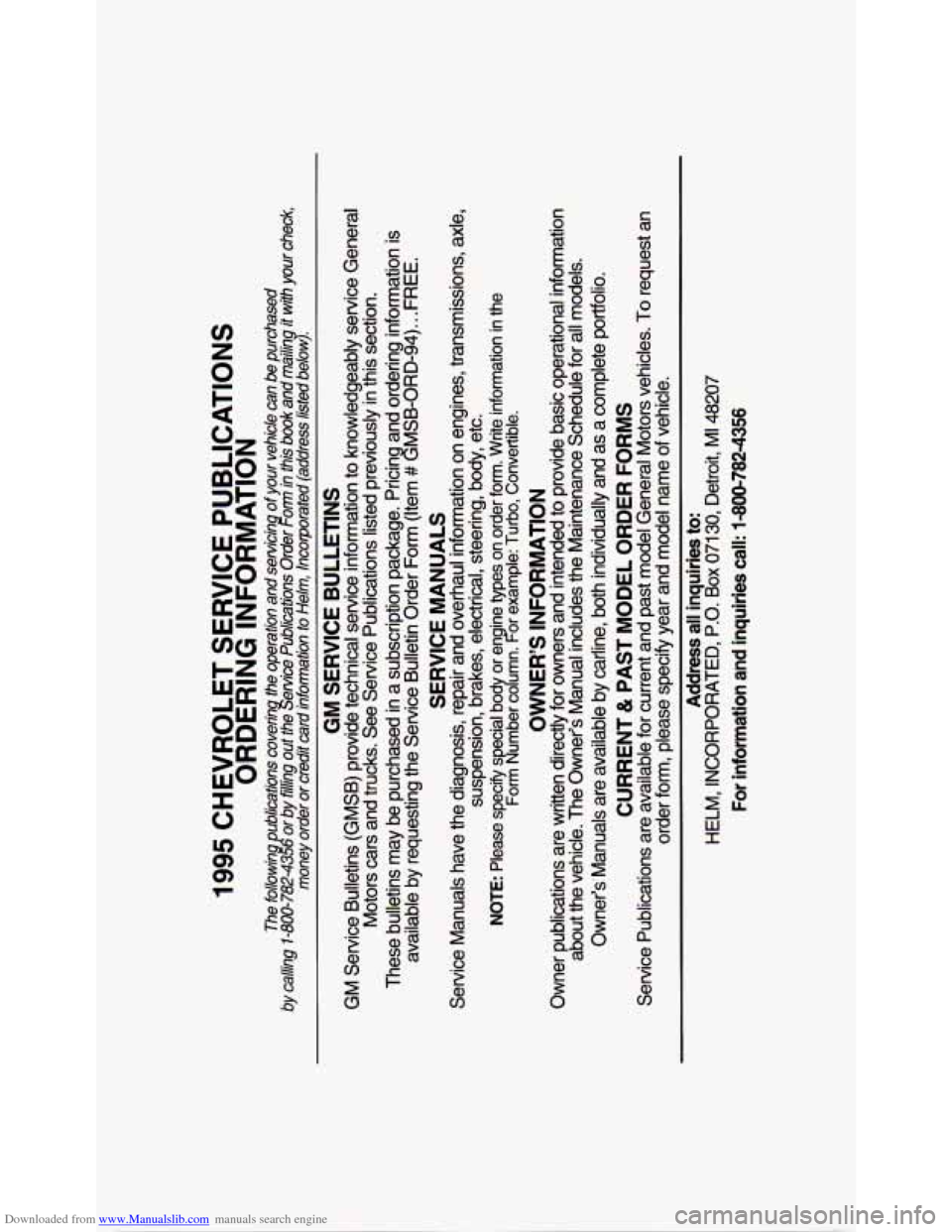 CHEVROLET S10 1995 2.G Owners Manual Downloaded from www.Manualslib.com manuals search engine U   