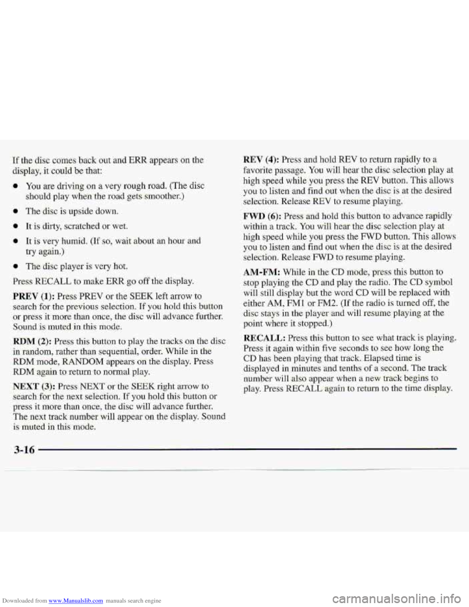 CHEVROLET S10 1997 2.G Owners Manual Downloaded from www.Manualslib.com manuals search engine 3-16 1L   