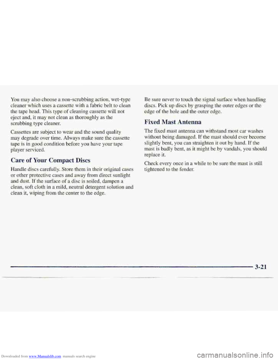 CHEVROLET S10 1997 2.G Owners Manual Downloaded from www.Manualslib.com manuals search engine Care of Your Compact IXscs   