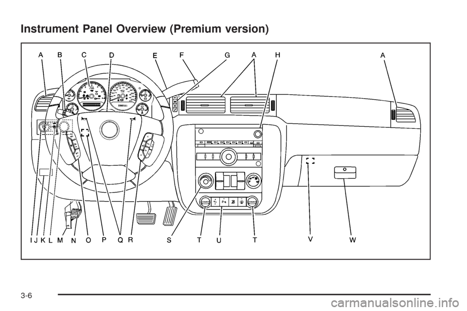 CHEVROLET SILVERADO 2009 2.G Owners Manual Instrument Panel Overview (Premium version)
3-6 