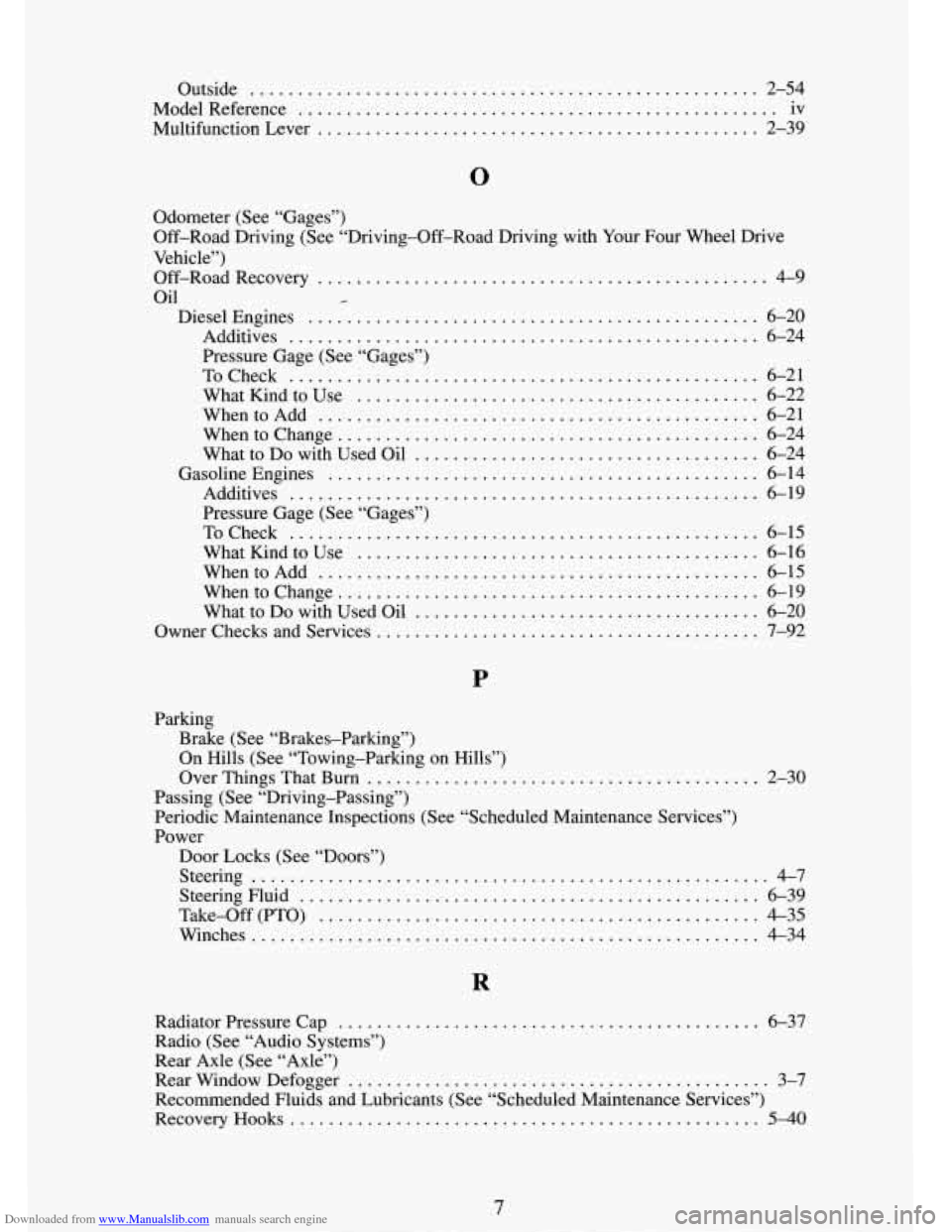 CHEVROLET TAHOE 1995 1.G Owners Manual Downloaded from www.Manualslib.com manuals search engine Outside ..................................................... 2-54 
ModelReference 
.................................................. iv 
Mult