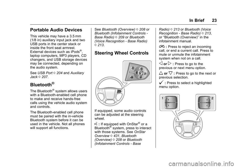 CHEVROLET TAHOE 2016 4.G Owners Manual Chevrolet Tahoe/Suburban Owner Manual (GMNA-Localizing-U.S./Canada/
Mexico-9159366) - 2016 - crc - 5/19/15
In Brief 23
Portable Audio Devices
This vehicle may have a 3.5 mm
(1/8 in) auxiliary input ja CHEVROLET TAHOE 2016 4.G Owners Manual Chevrolet Tahoe/Suburban Owner Manual (GMNA-Localizing-U.S./Canada/
Mexico-9159366) - 2016 - crc - 5/19/15
In Brief 23
Portable Audio Devices
This vehicle may have a 3.5 mm
(1/8 in) auxiliary input ja