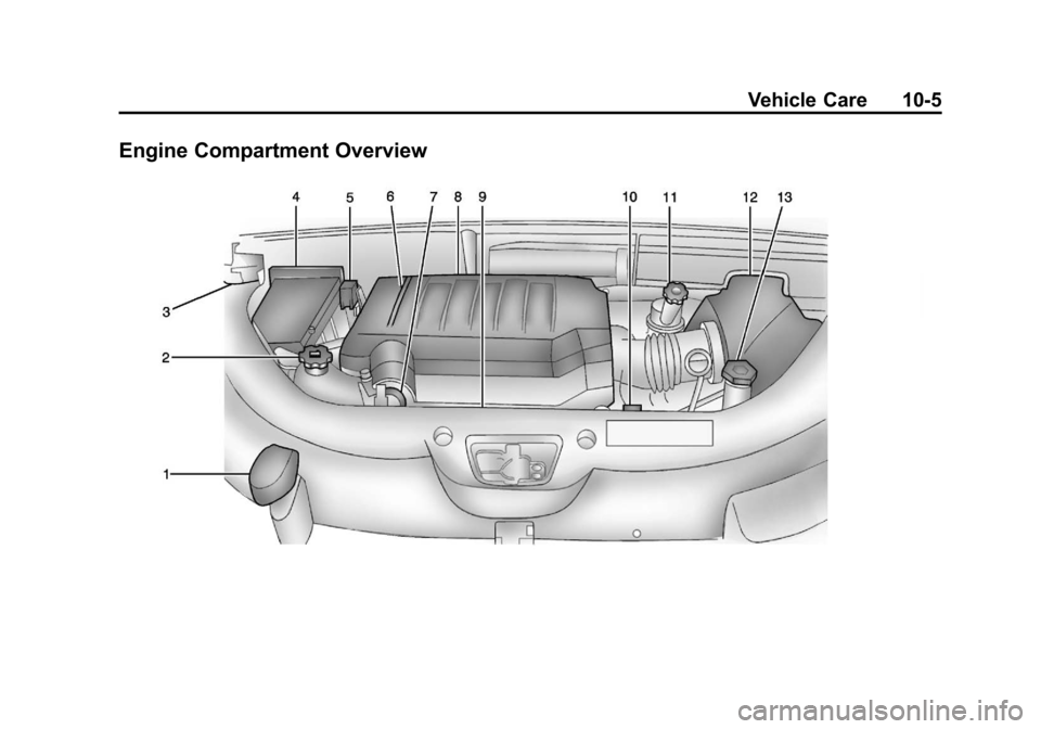CHEVROLET TRAVERSE 2013 1.G Owners Manual Black plate (5,1)Chevrolet Traverse Owner Manual - 2013 - CRC 2nd Edition - 11/13/12
Vehicle Care 10-5
Engine Compartment Overview 
