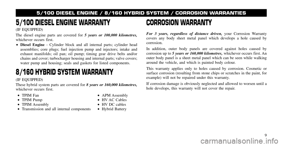 CHRYSLER 300 2011 2.G Warranty Booklet 