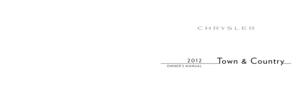 2012 CHRYSLER TOWN AND COUNTRY Owners Manual