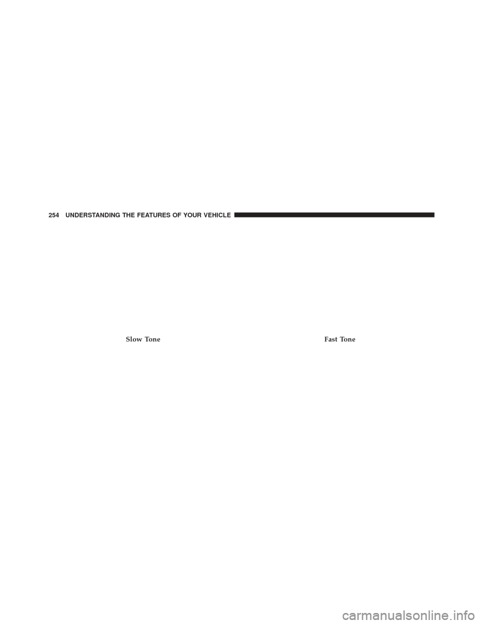 CHRYSLER TOWN AND COUNTRY 2016 5.G Owners Manual Slow ToneFast Tone
254 UNDERSTANDING THE FEATURES OF YOUR VEHICLE 