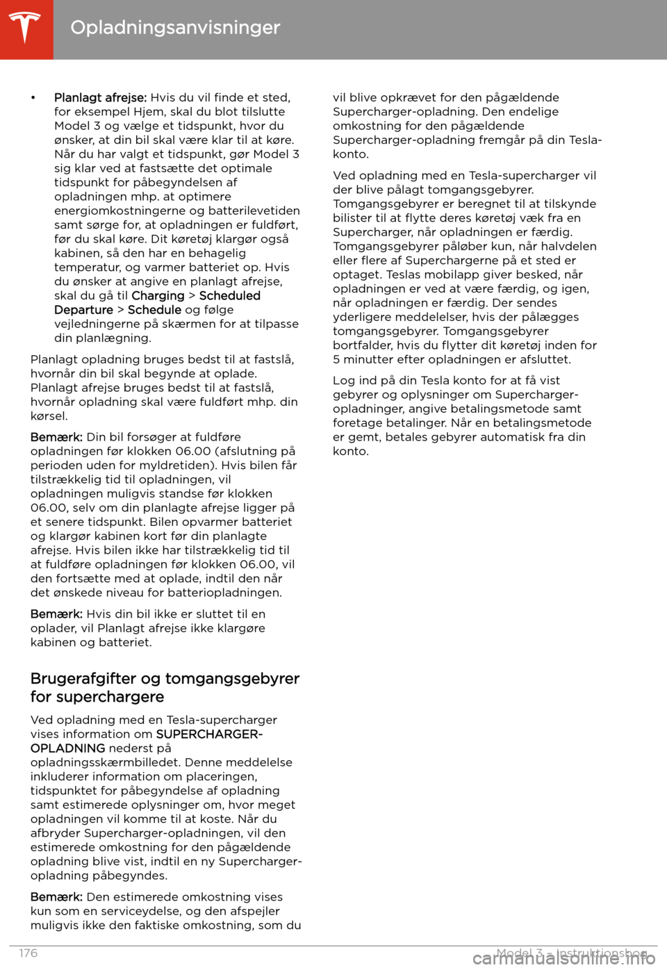 TESLA MODEL 3 2020  Instruktionsbog (in Danish) 