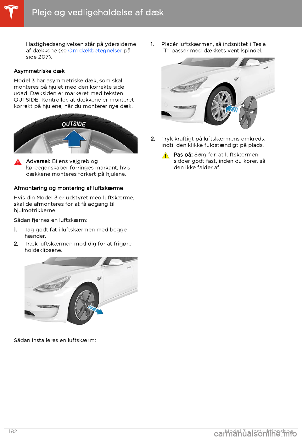 TESLA MODEL 3 2020  Instruktionsbog (in Danish) Hastighedsangivelsen st