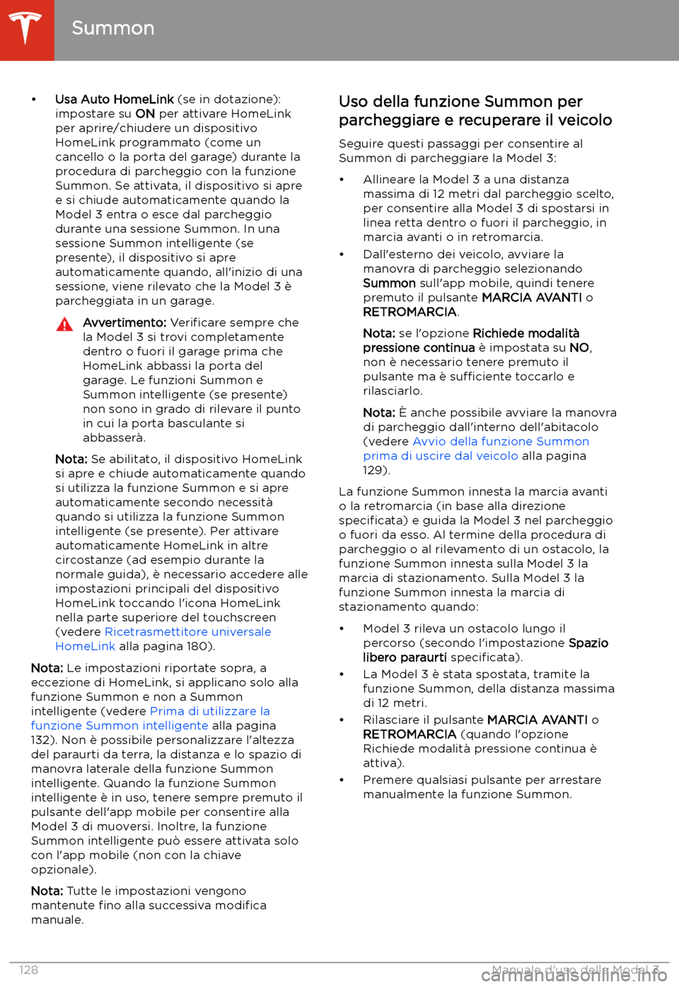 TESLA MODEL 3 2020  Manuale del proprietario (in Italian) 