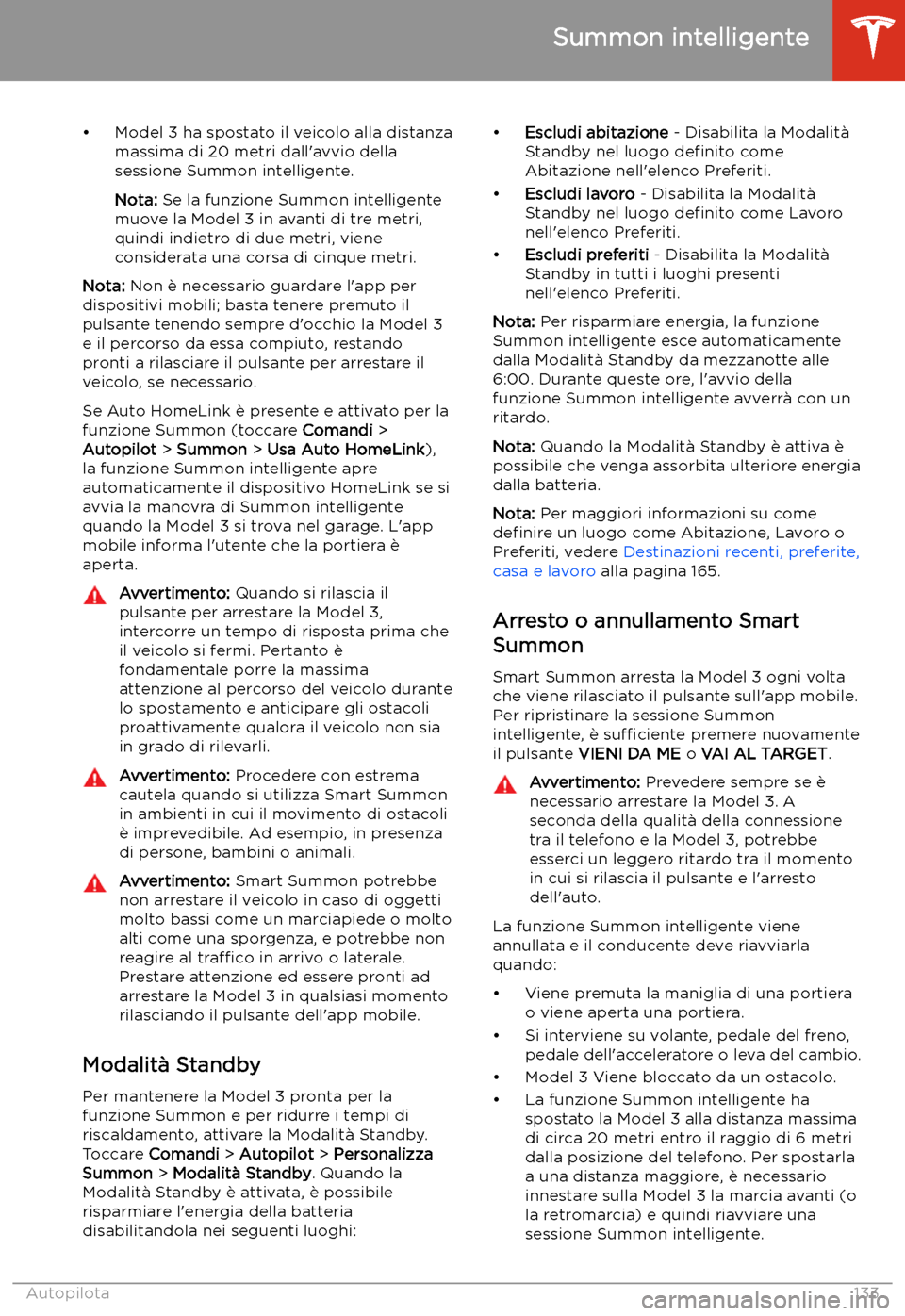 TESLA MODEL 3 2020  Manuale del proprietario (in Italian) 
