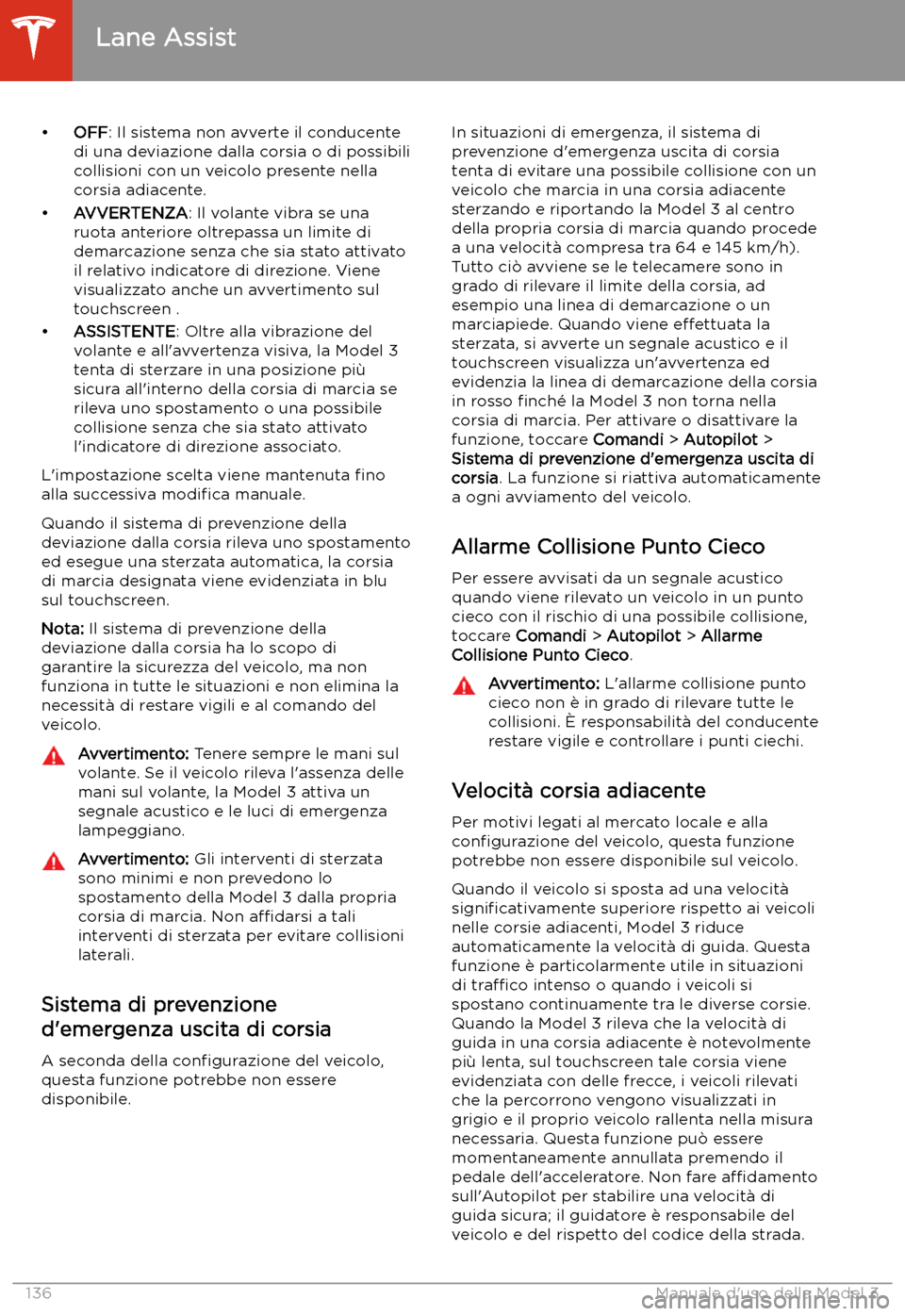 TESLA MODEL 3 2020  Manuale del proprietario (in Italian) 