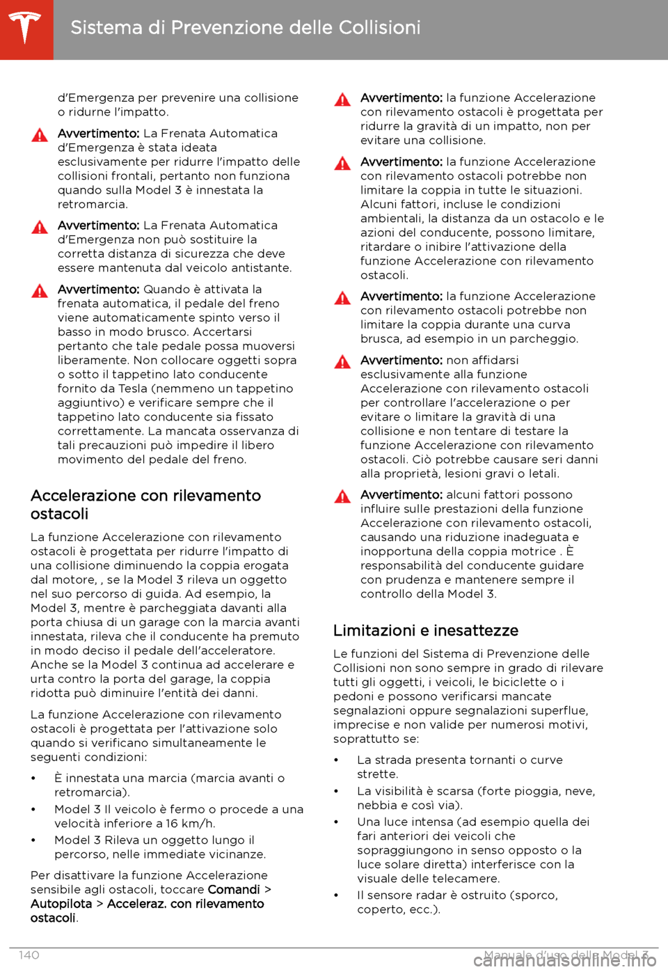 TESLA MODEL 3 2020  Manuale del proprietario (in Italian) d