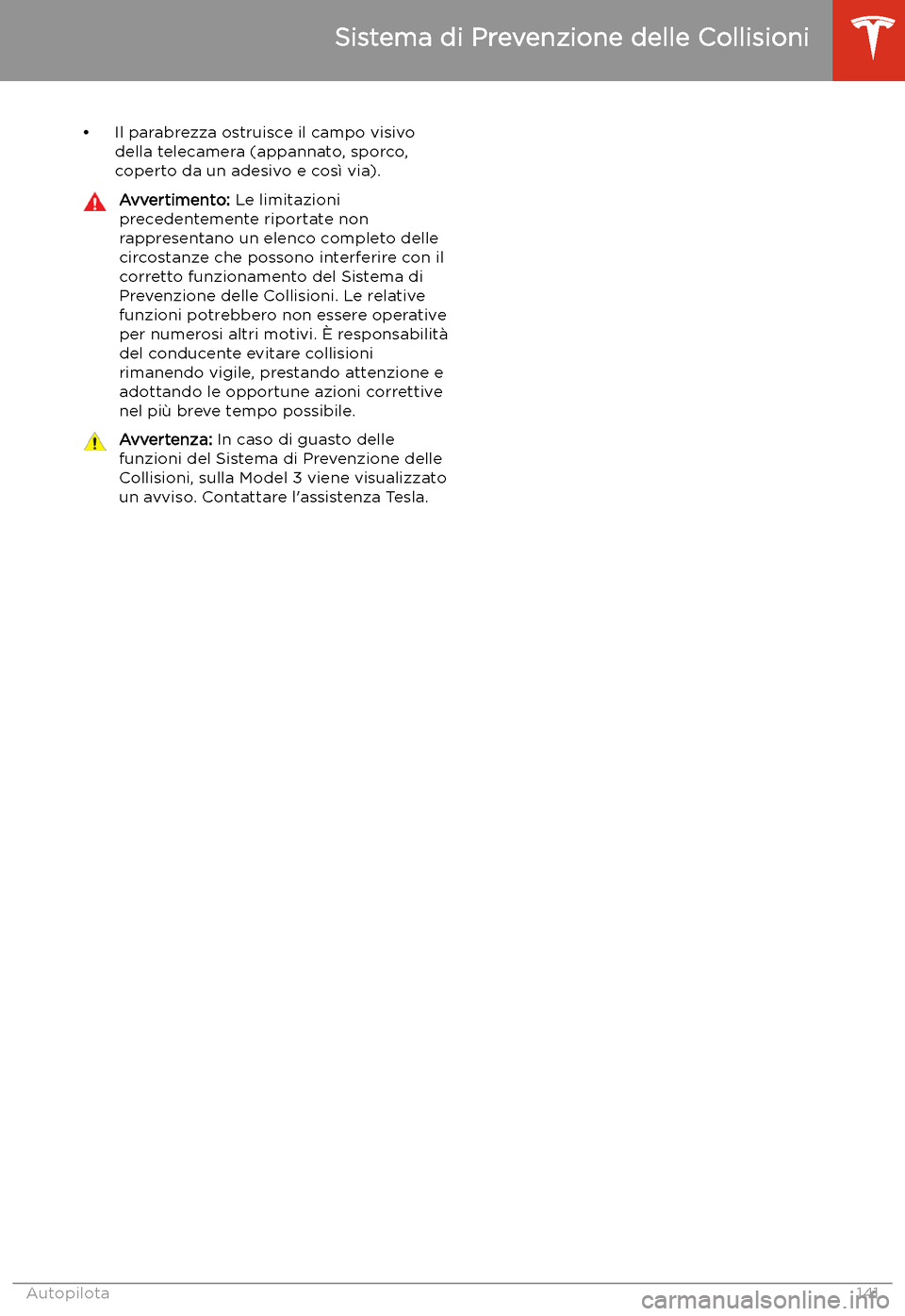 TESLA MODEL 3 2020  Manuale del proprietario (in Italian) 