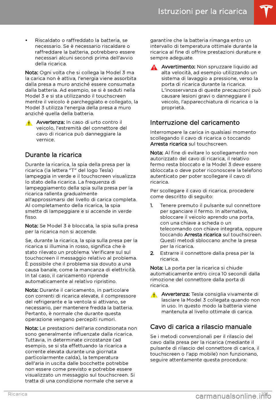 TESLA MODEL 3 2020  Manuale del proprietario (in Italian) 