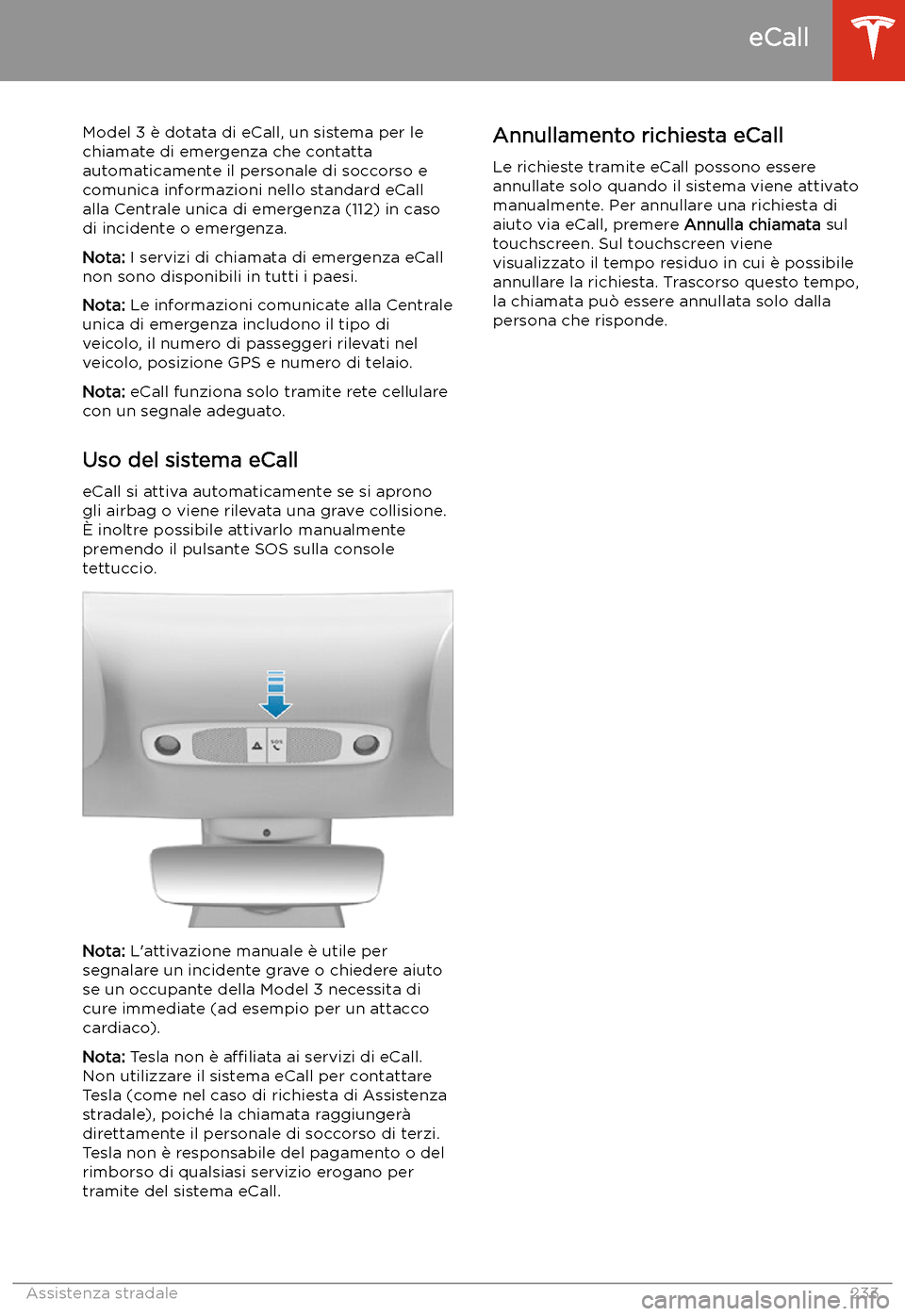 TESLA MODEL 3 2020  Manuale del proprietario (in Italian) eCall
Model 3 