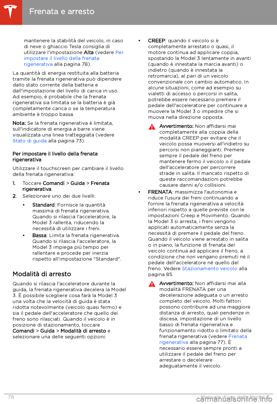 TESLA MODEL 3 2020  Manuale del proprietario (in Italian) mantenere la stabilit