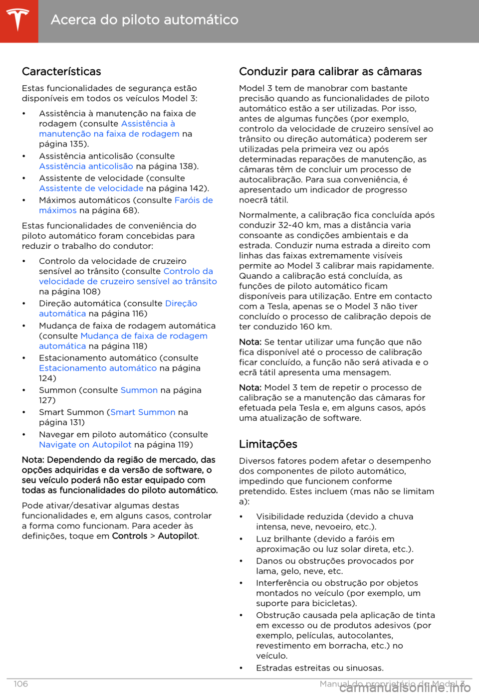 TESLA MODEL 3 2020  Manual do proprietário (in Portuguese) Caracter