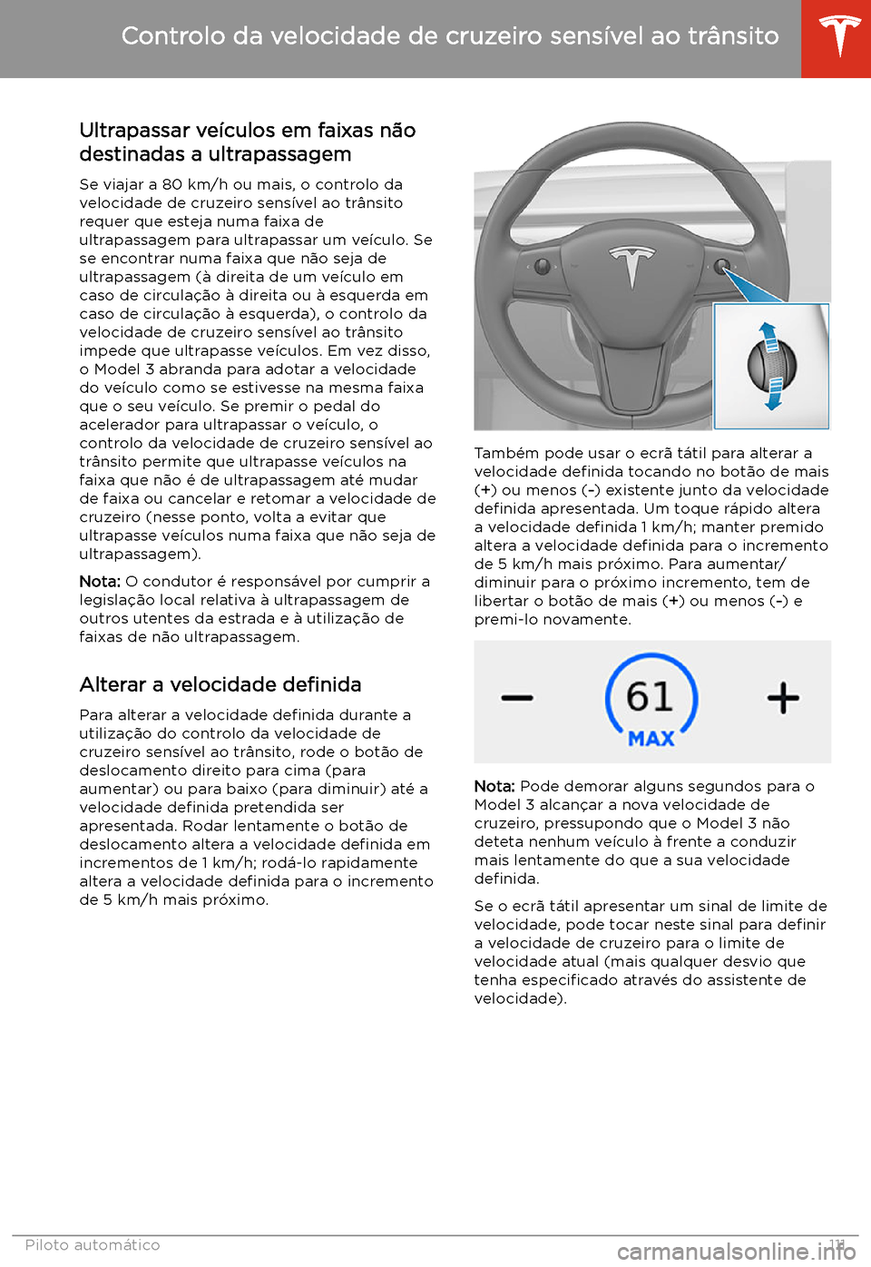 TESLA MODEL 3 2020  Manual do proprietário (in Portuguese) Ultrapassar ve