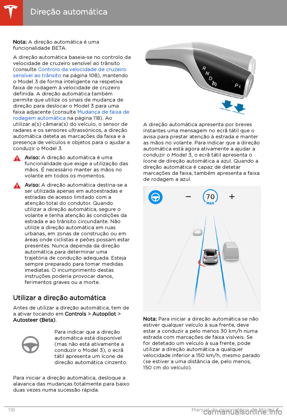TESLA MODEL 3 2020  Manual do proprietário (in Portuguese) Dire