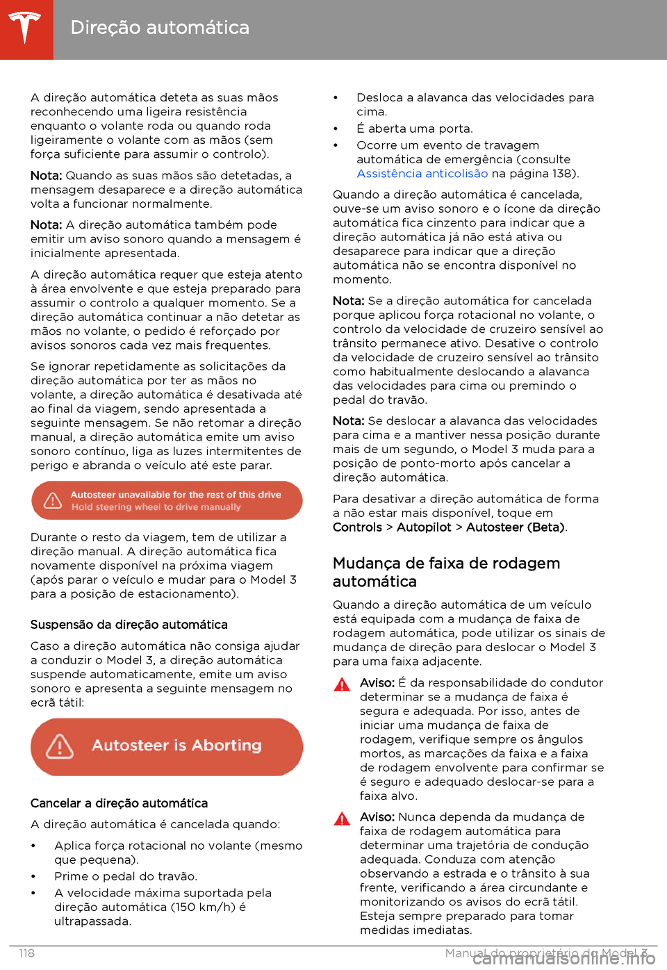 TESLA MODEL 3 2020  Manual do proprietário (in Portuguese) A dire