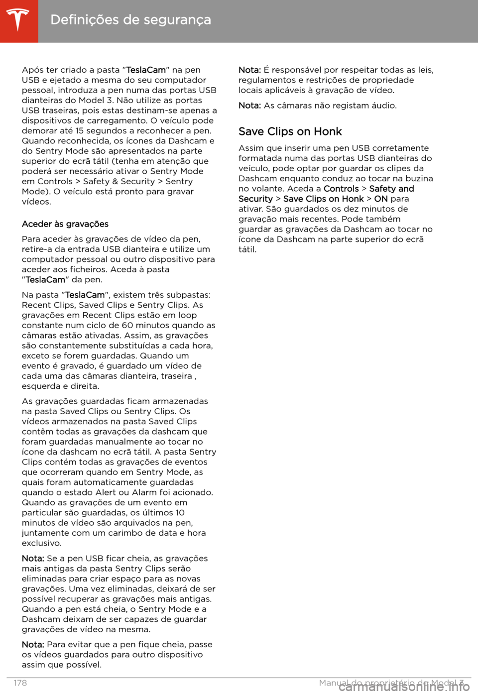 TESLA MODEL 3 2020  Manual do proprietário (in Portuguese) Ap