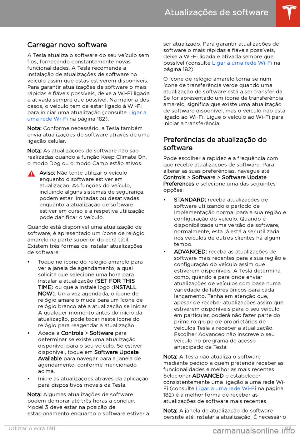 TESLA MODEL 3 2020  Manual do proprietário (in Portuguese) Atualiza