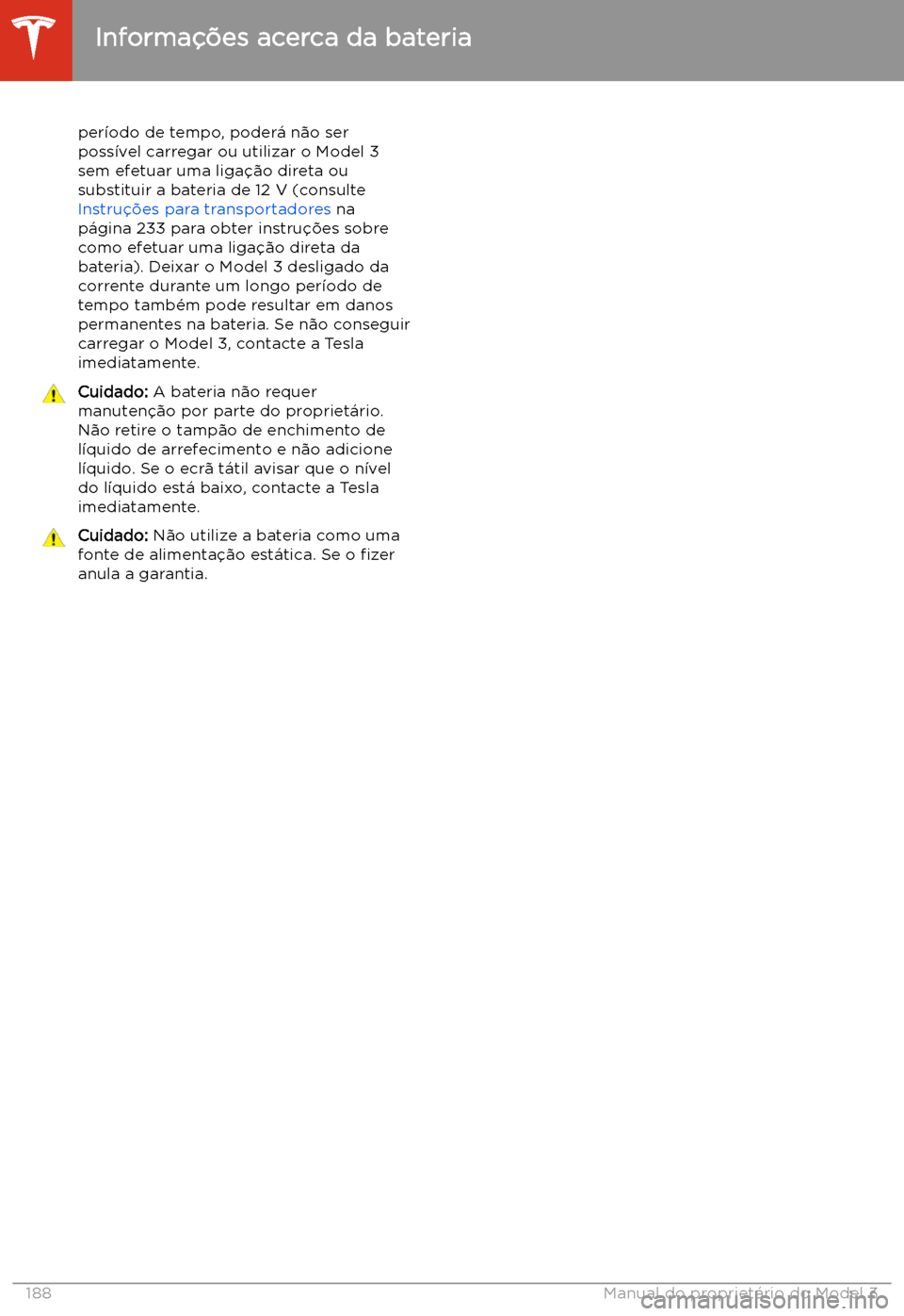 TESLA MODEL 3 2020  Manual do proprietário (in Portuguese) per