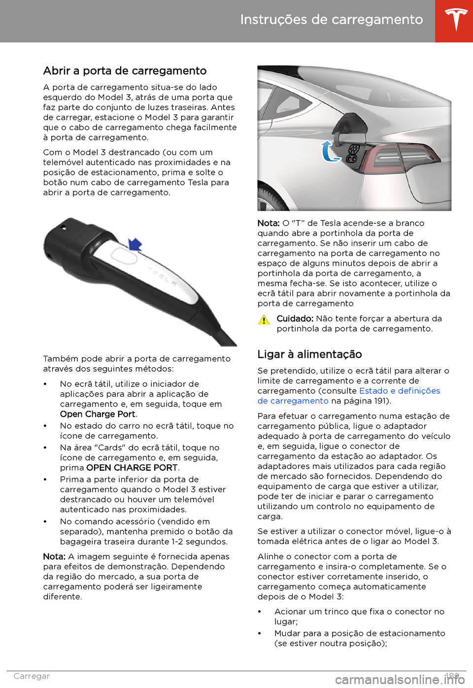 TESLA MODEL 3 2020  Manual do proprietário (in Portuguese) Instru