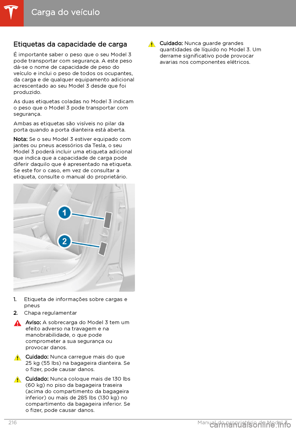 TESLA MODEL 3 2020  Manual do proprietário (in Portuguese) Carga do ve