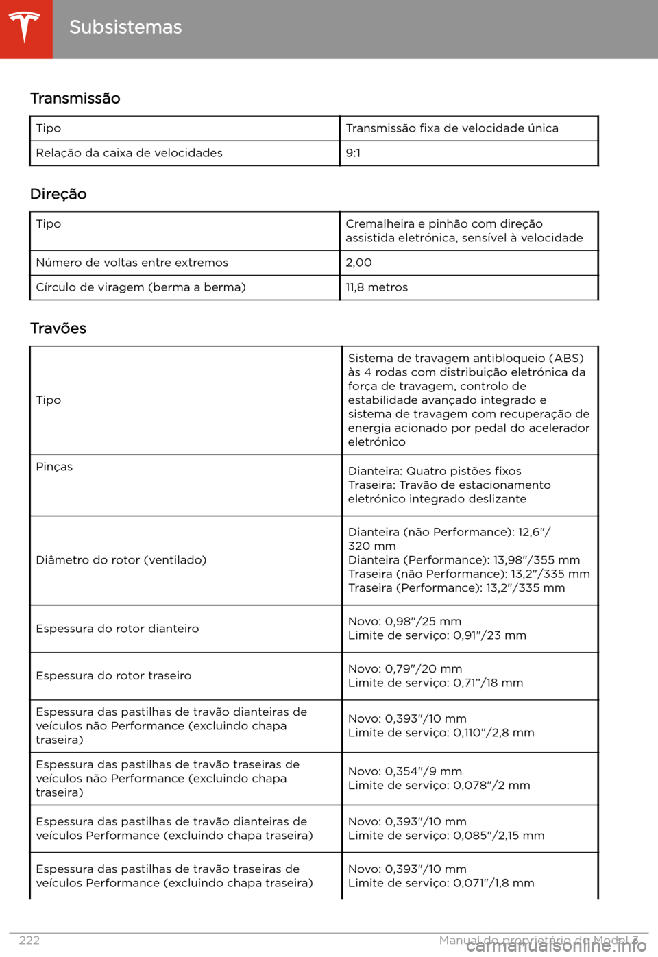 TESLA MODEL 3 2020  Manual do proprietário (in Portuguese) Transmiss