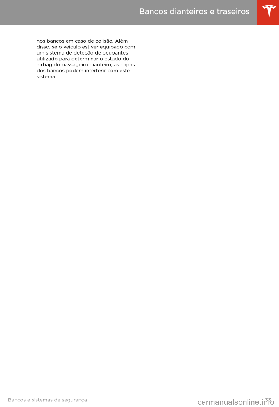 TESLA MODEL 3 2020  Manual do proprietário (in Portuguese) nos bancos em caso de colis