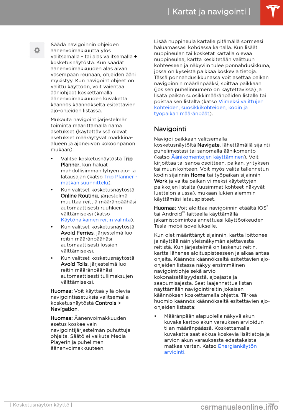 TESLA MODEL 3 2020  Omistajan käsikirja (in Finnish) S