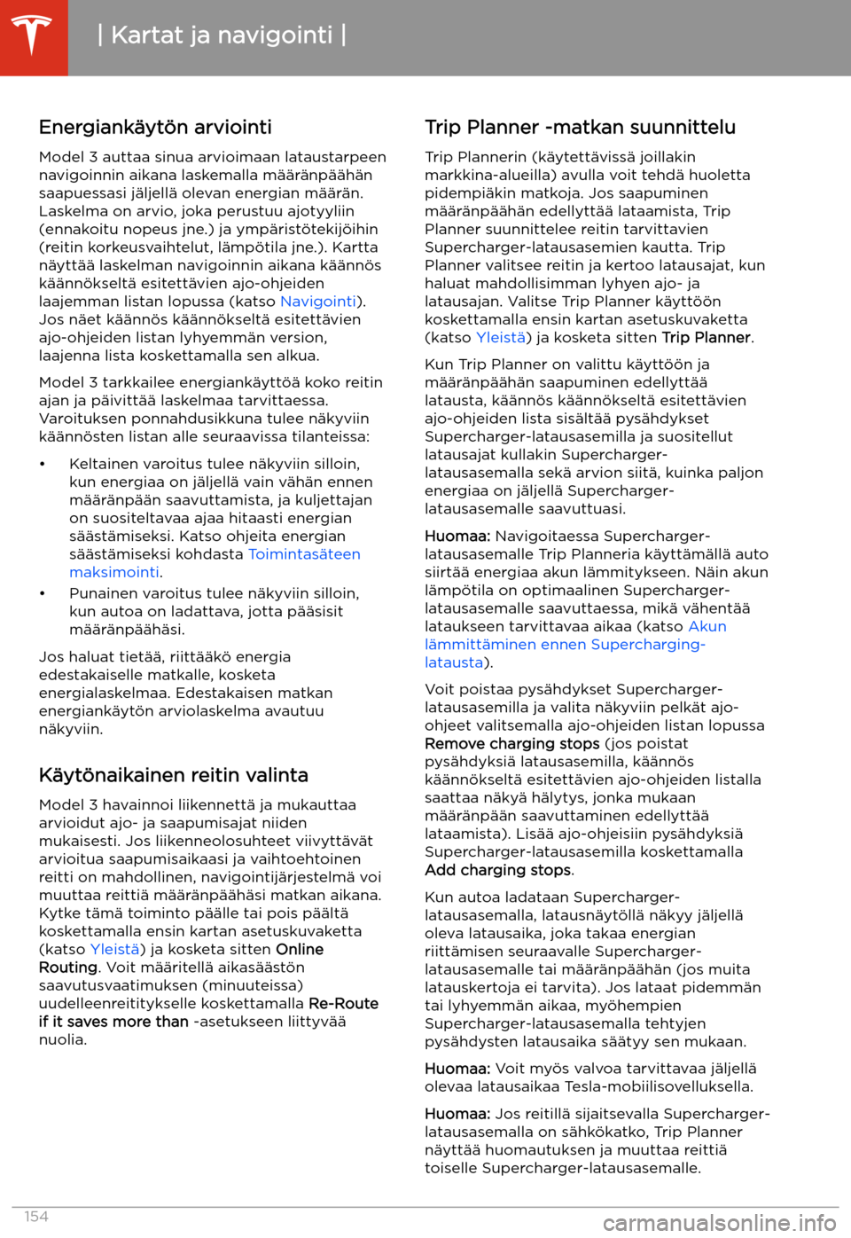 TESLA MODEL 3 2020  Omistajan käsikirja (in Finnish) Energiank