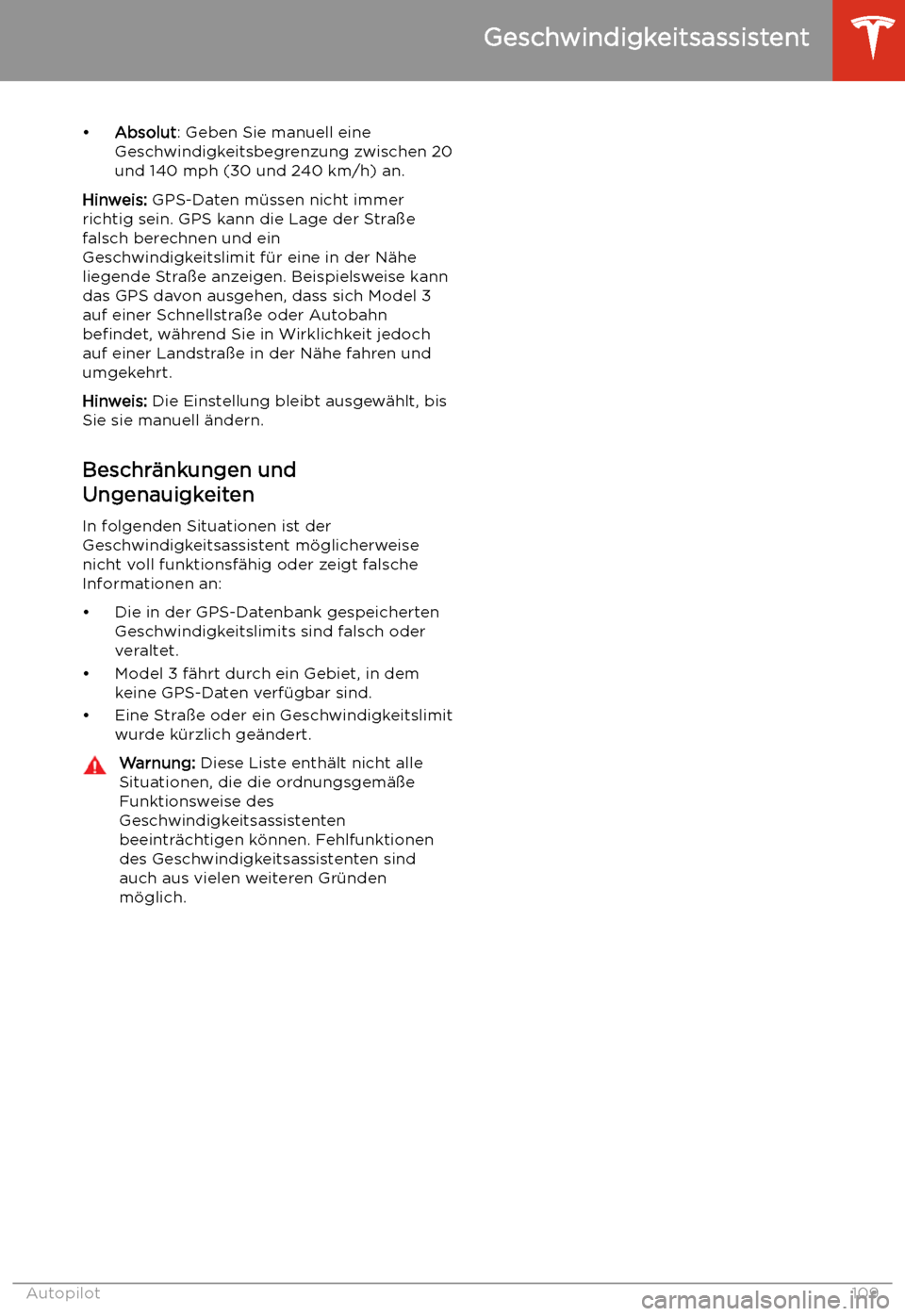 TESLA MODEL 3 2019  Betriebsanleitung (in German) 