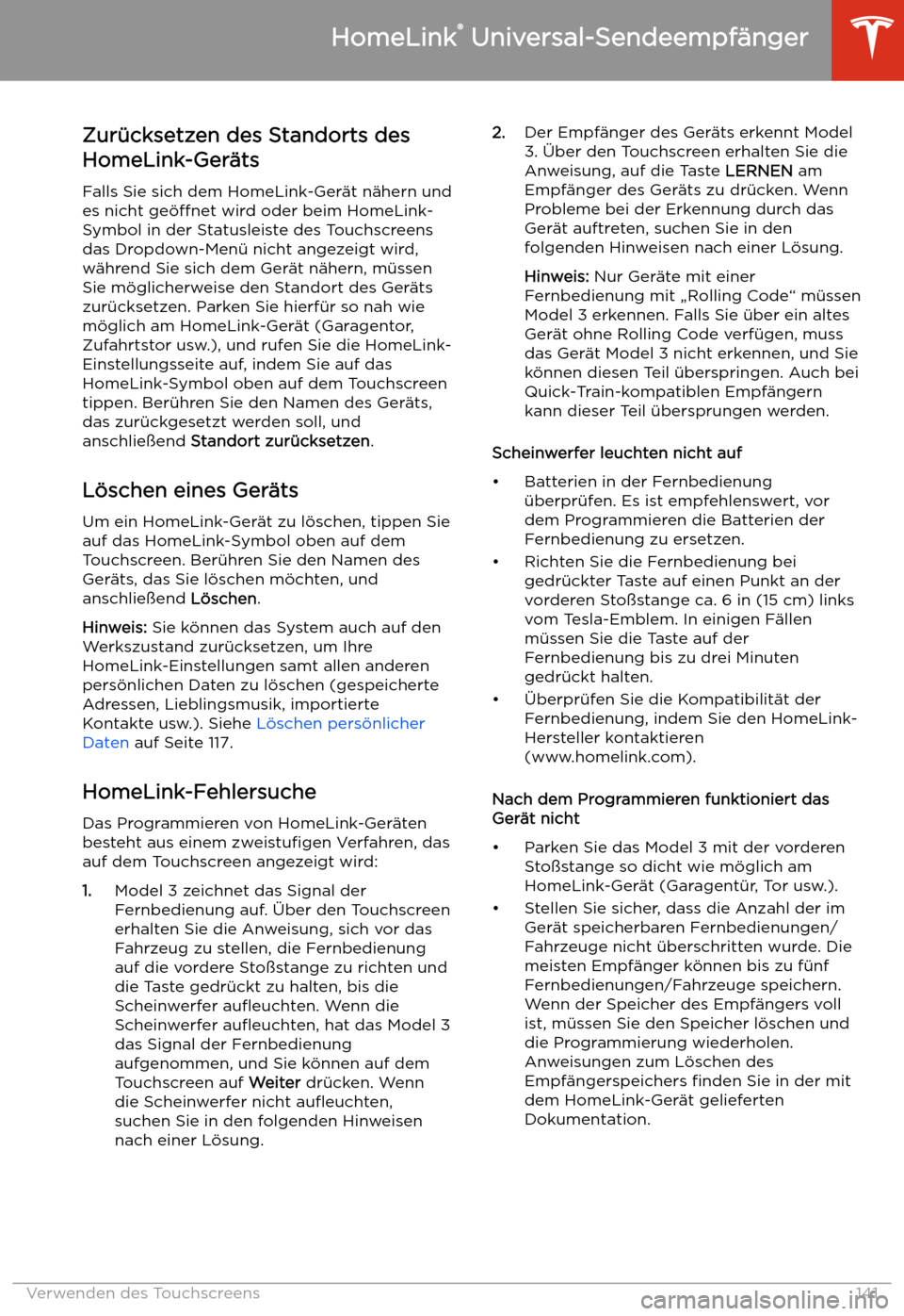 TESLA MODEL 3 2019  Betriebsanleitung (in German) Zur
