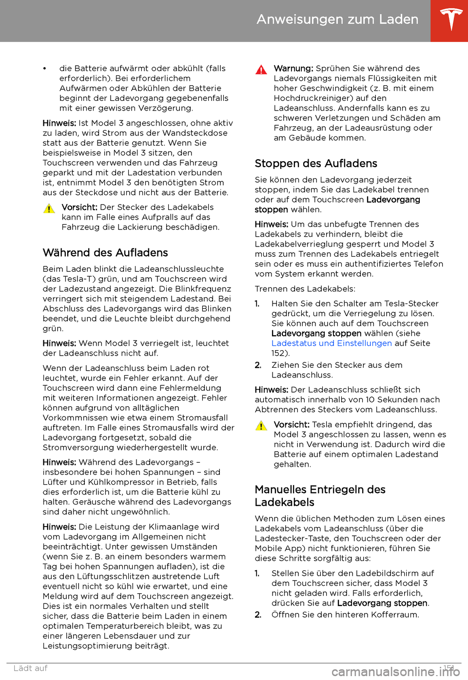 TESLA MODEL 3 2019  Betriebsanleitung (in German) 
