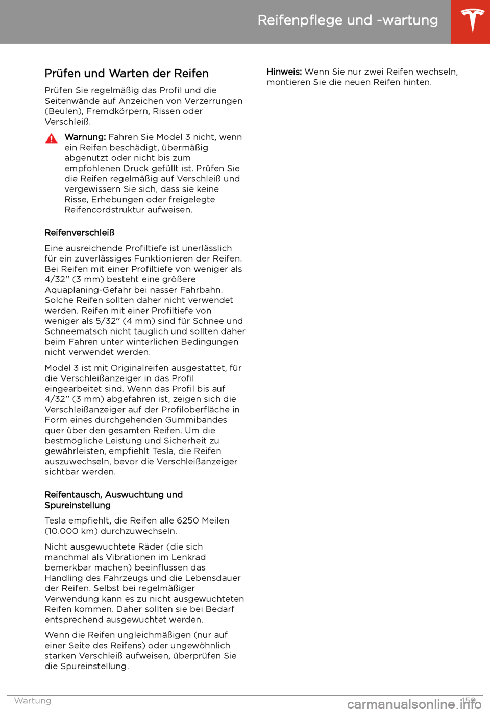 TESLA MODEL 3 2019  Betriebsanleitung (in German) Pr