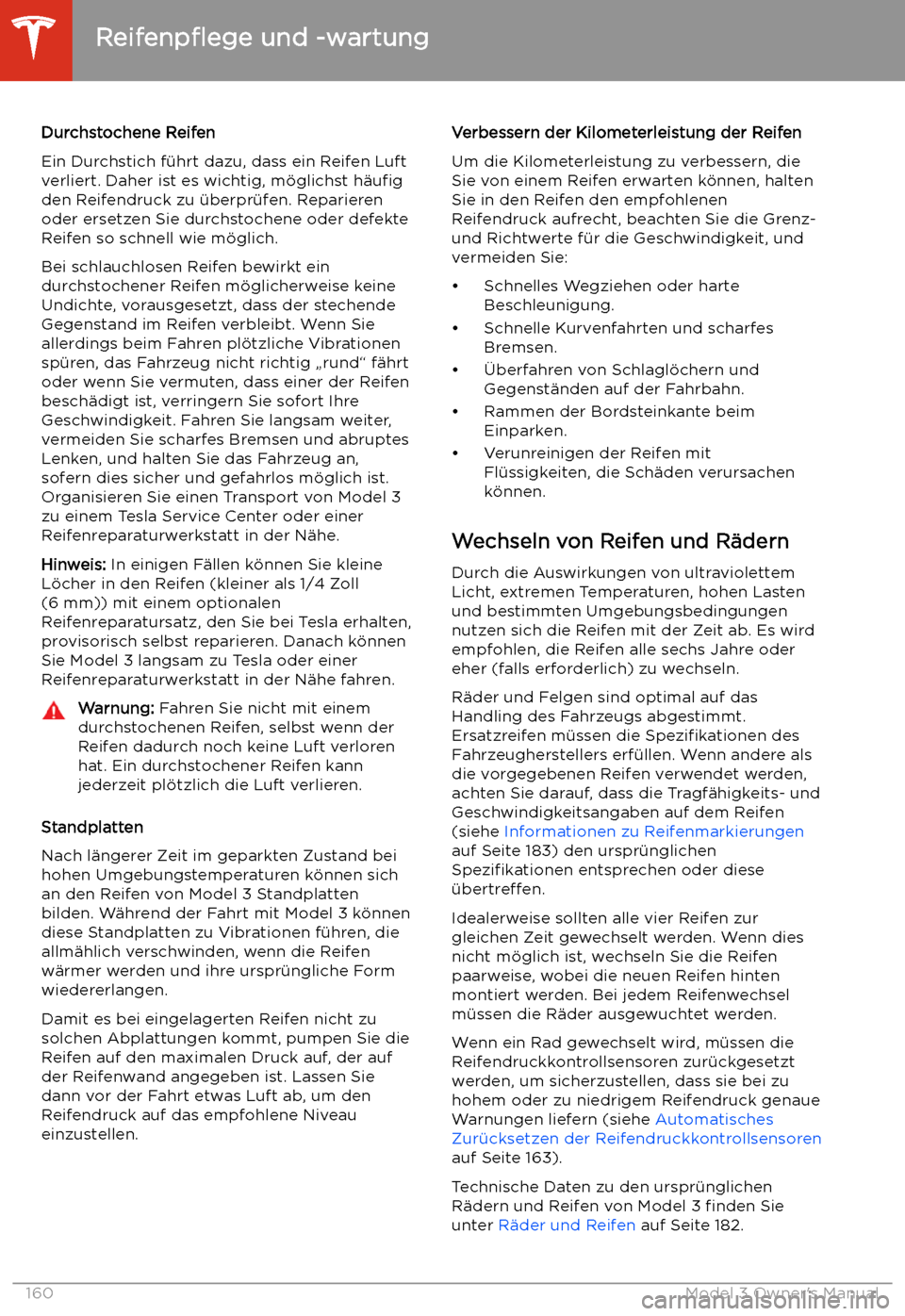 TESLA MODEL 3 2019  Betriebsanleitung (in German) Durchstochene Reifen
Ein Durchstich f