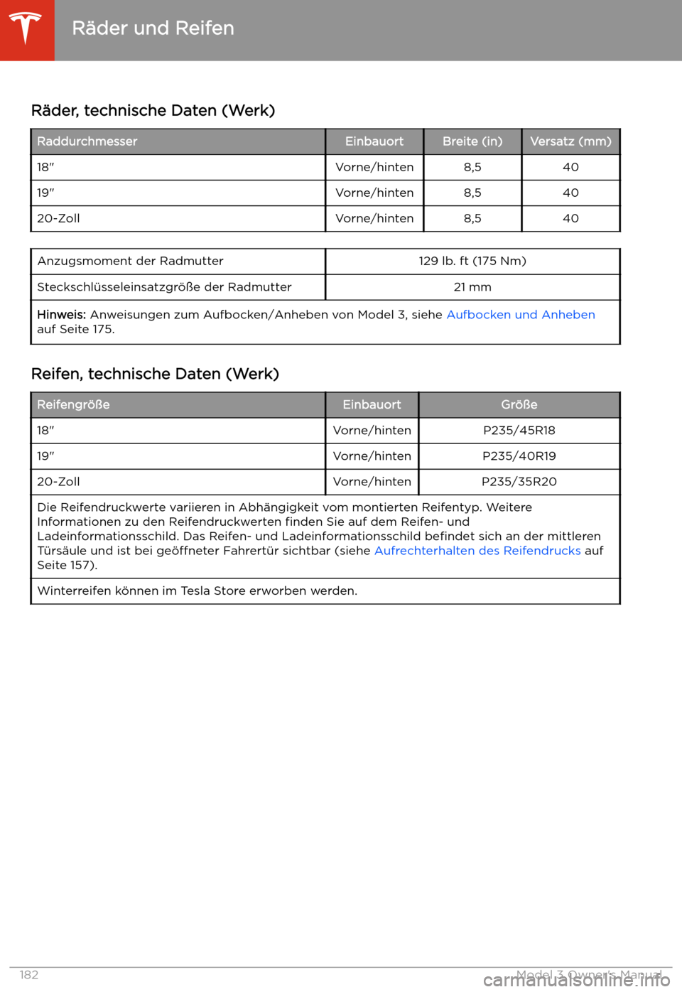 TESLA MODEL 3 2019  Betriebsanleitung (in German) R