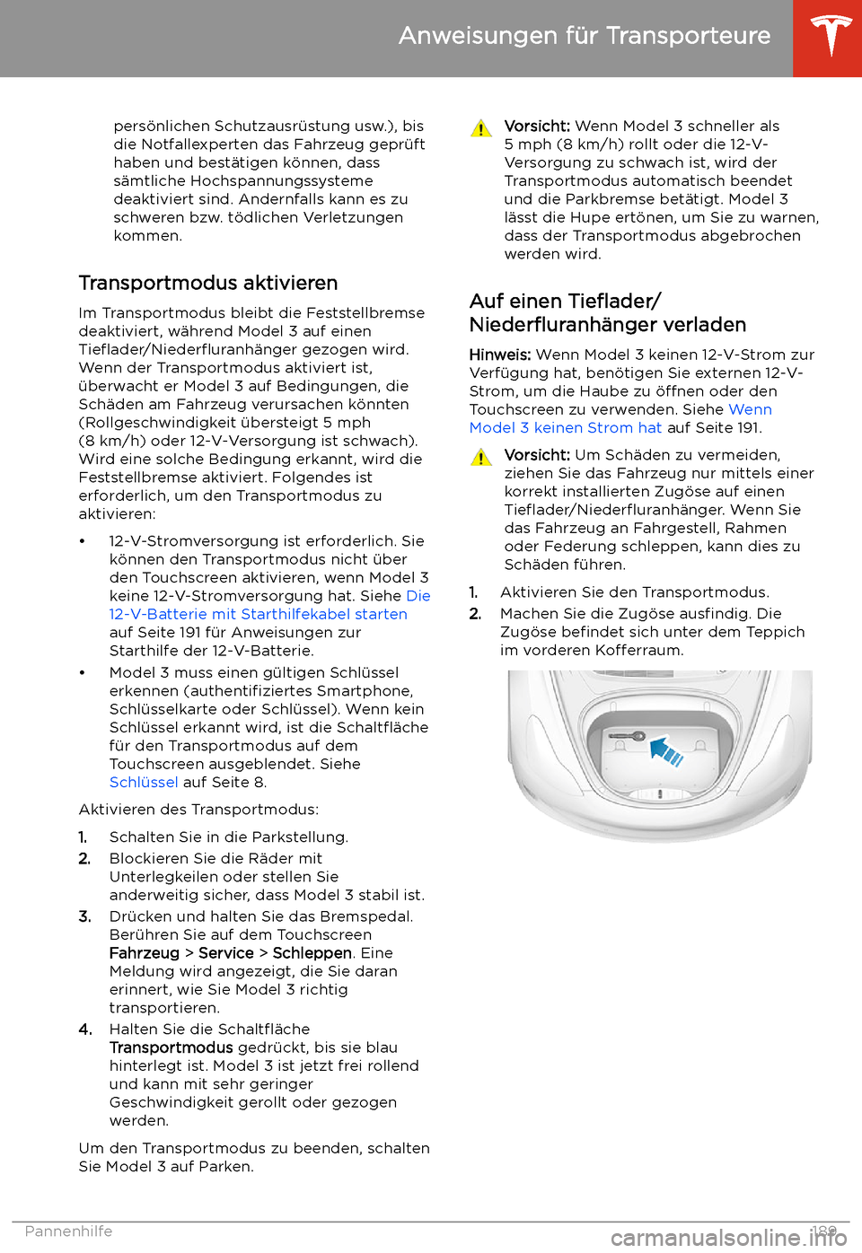 TESLA MODEL 3 2019  Betriebsanleitung (in German) pers