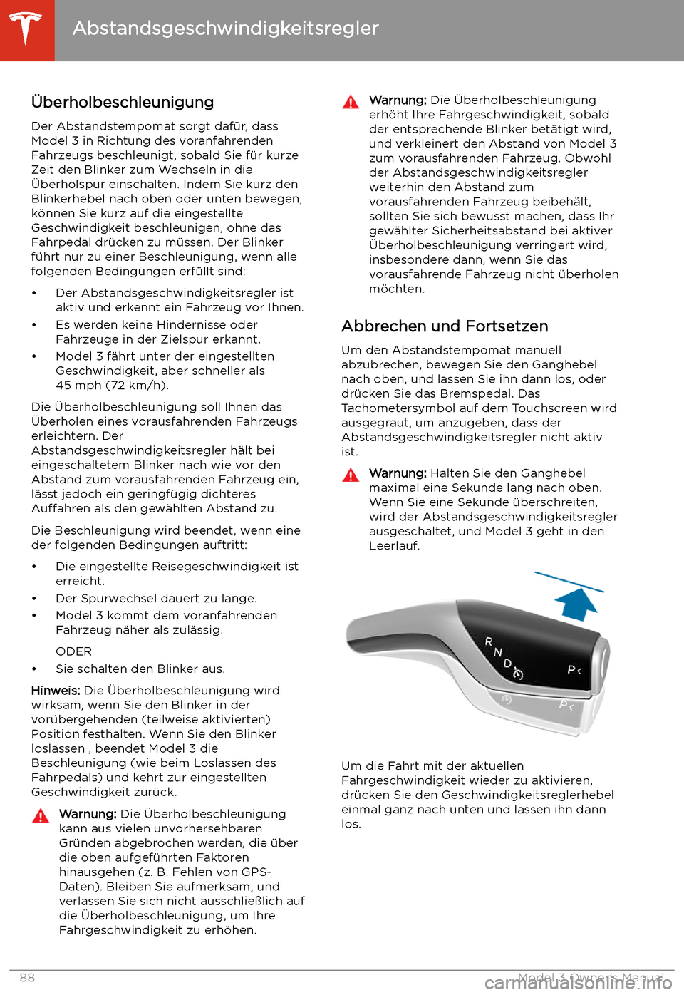 TESLA MODEL 3 2019  Betriebsanleitung (in German) 