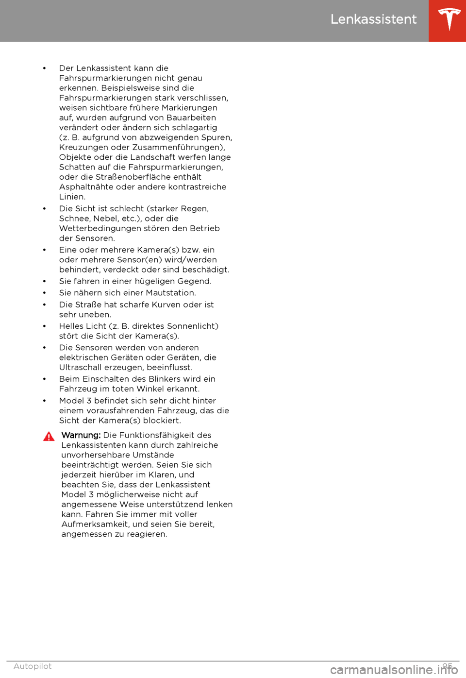 TESLA MODEL 3 2019  Betriebsanleitung (in German) 