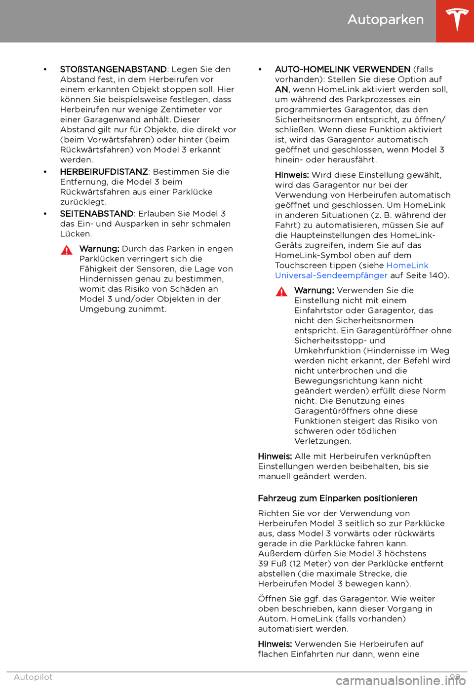 TESLA MODEL 3 2019  Betriebsanleitung (in German) 