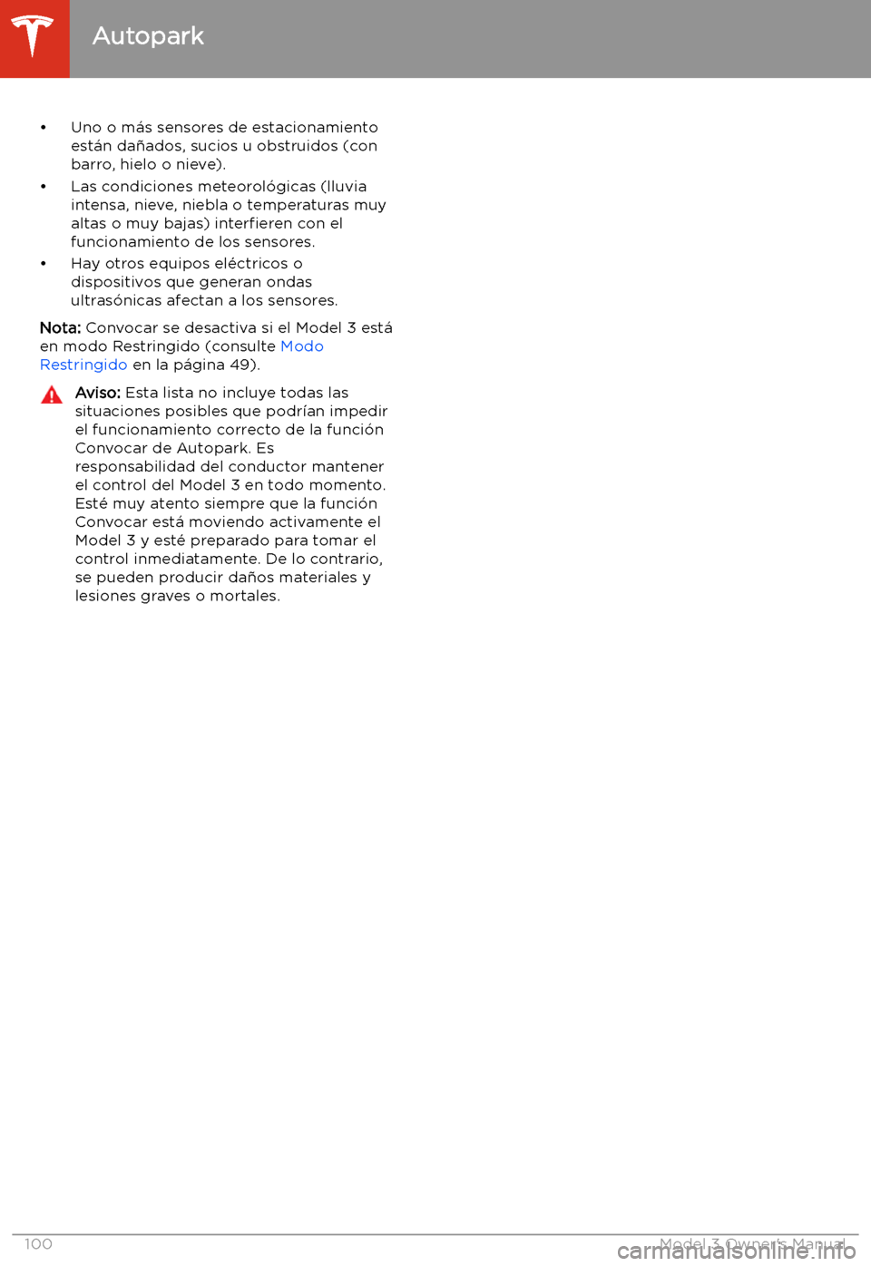 TESLA MODEL 3 2019  Manual del propietario (in Spanish)  