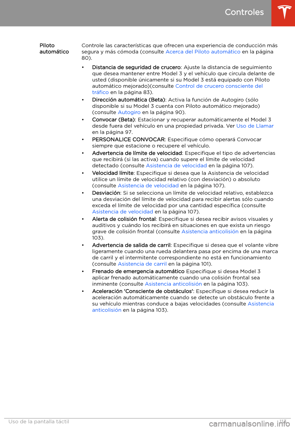 TESLA MODEL 3 2019  Manual del propietario (in Spanish)  Piloto
autom